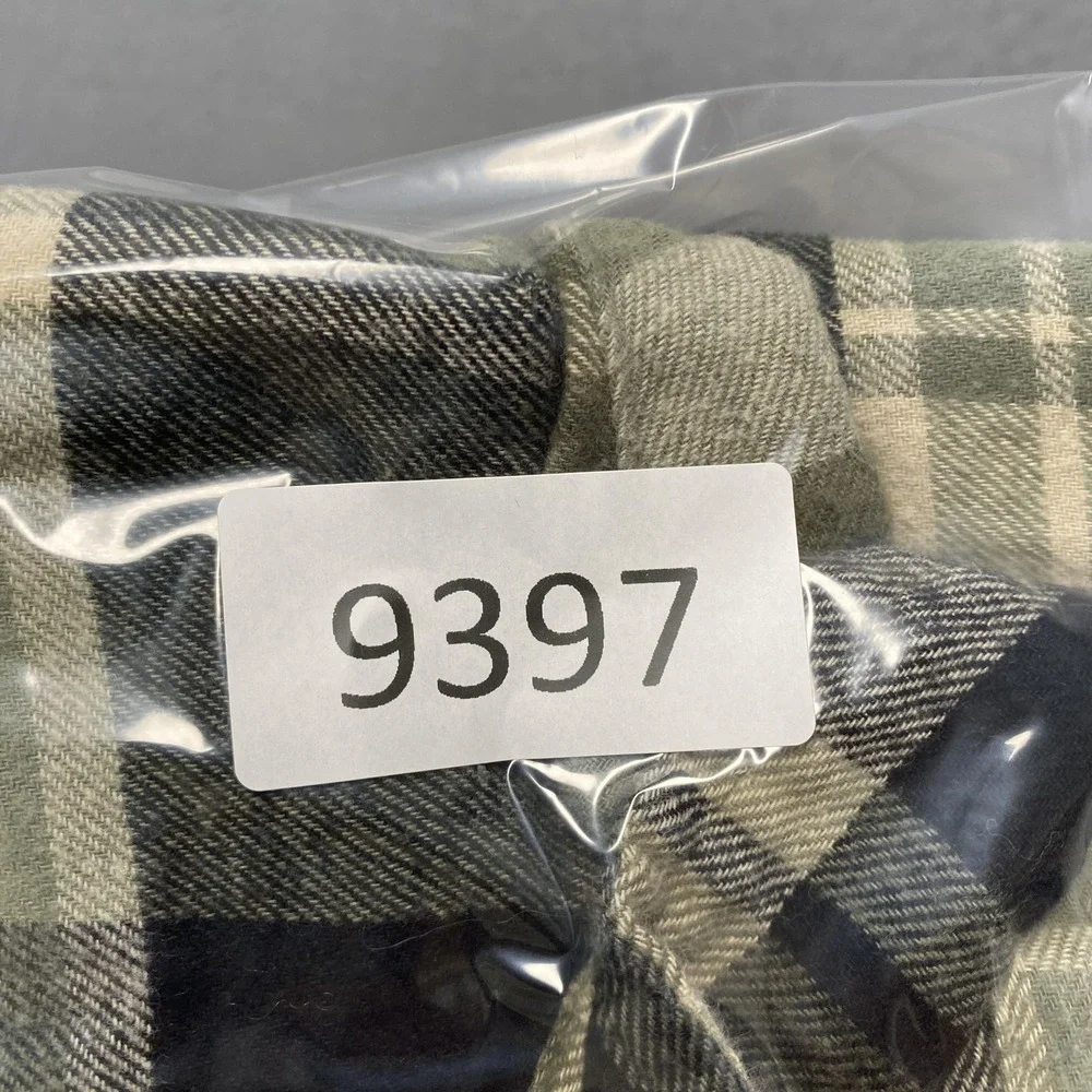 Lucky Brand‎ Shirt Mens Medium Green Gray Plaid Flannel Button Up Long Sleeve